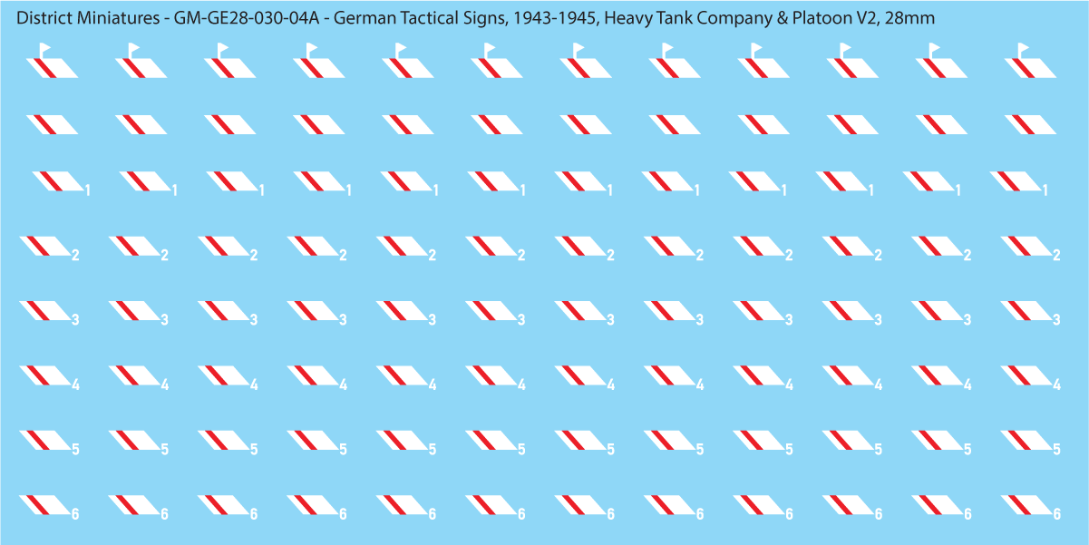 WW2 German - German Tactical Signs, 1943-1945 (Multiple Options), 28mm Heavy Tank Company & Platoon Version 2