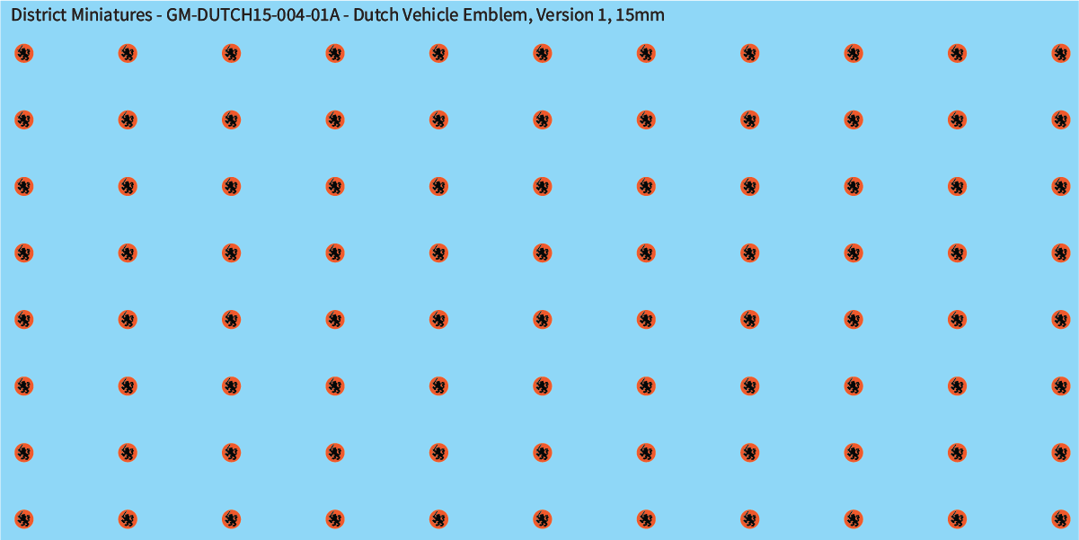 WW2 Dutch -   Dutch Vehicle Emblem, Version 1, 15mm