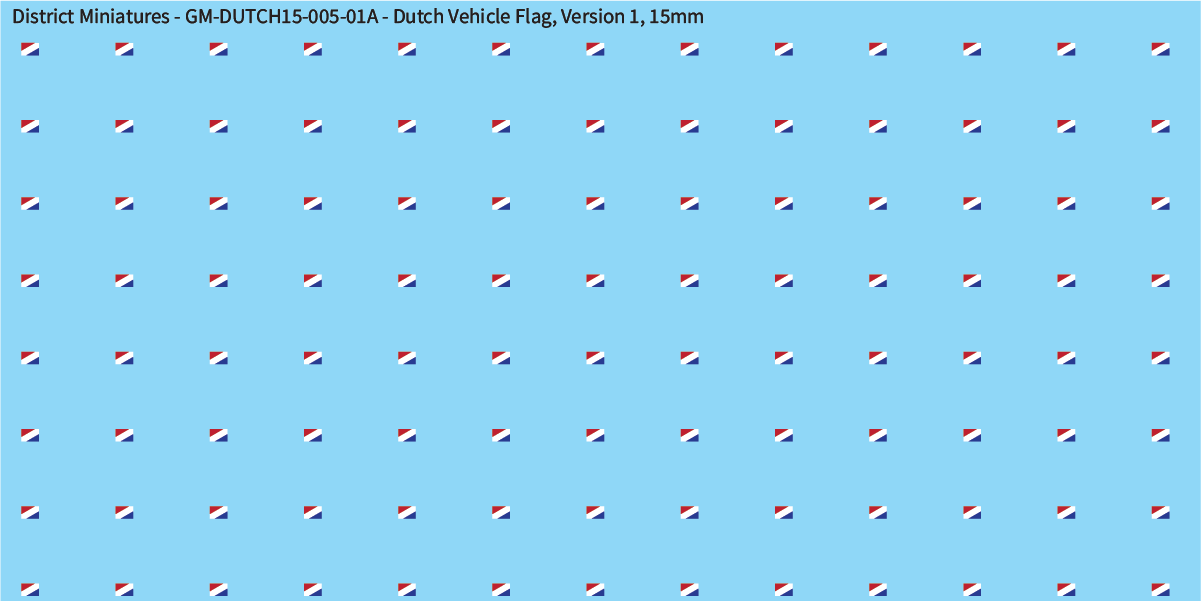 WW2 Dutch -   Dutch Vehicle Flag, Version 1, 15mm