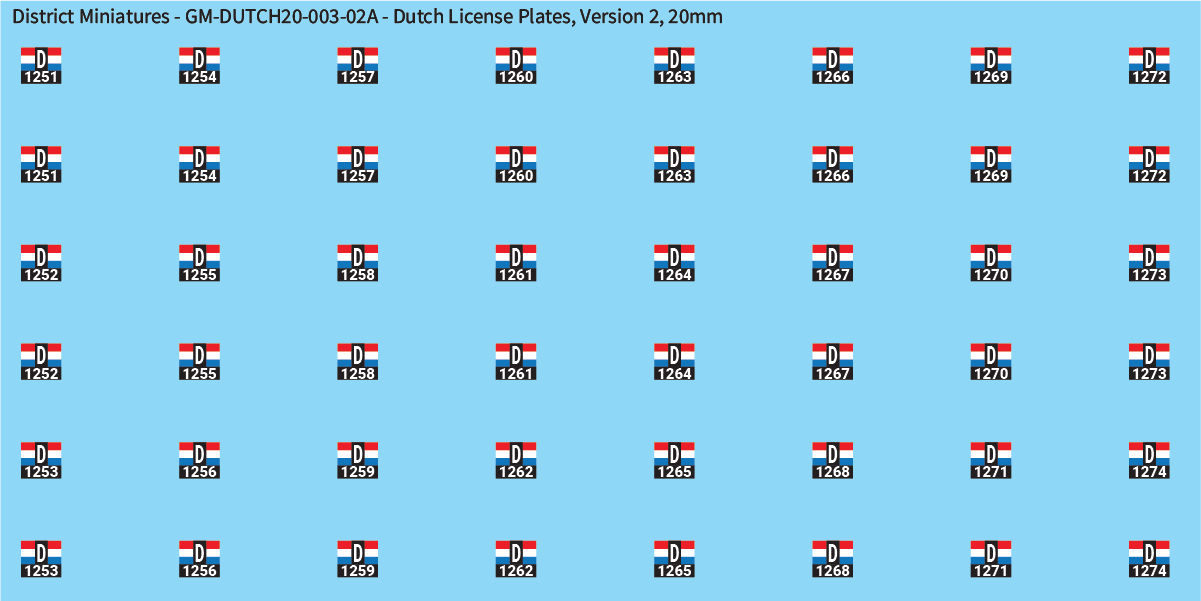 WW2 KNIL -  KNIL License Plates, Version 2, 20mm