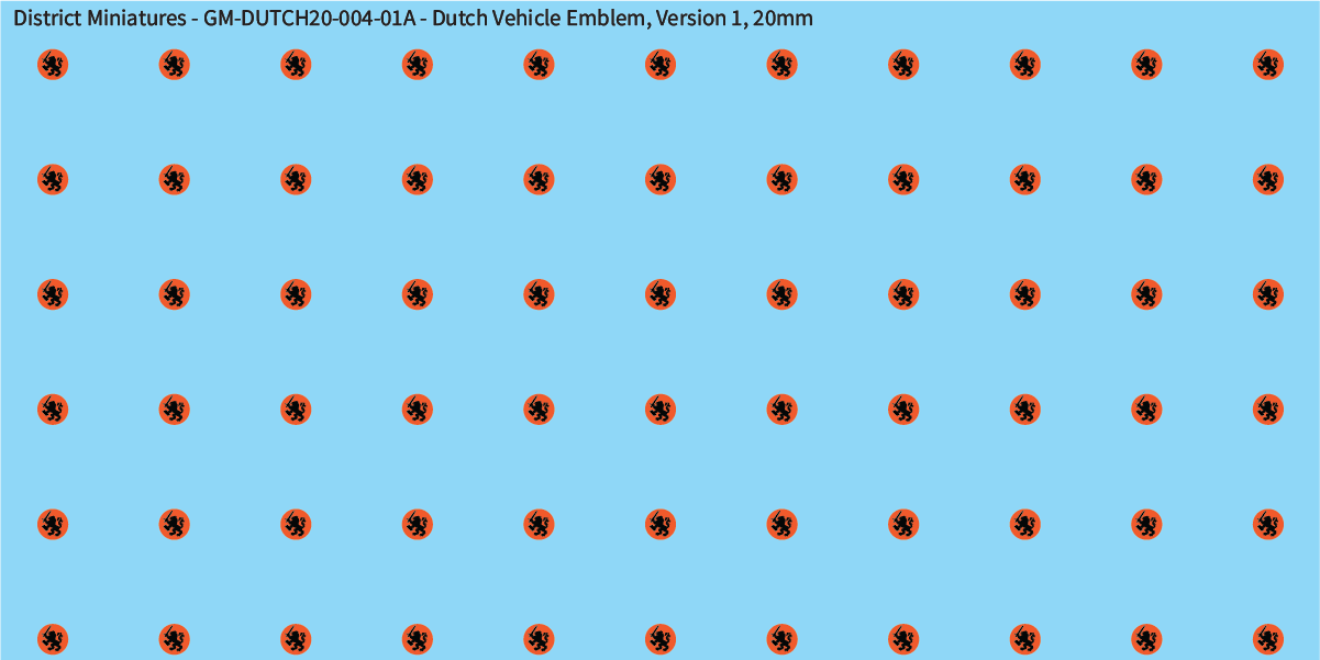 WW2 Dutch -   Dutch Vehicle Emblem, Version 1, 20mm