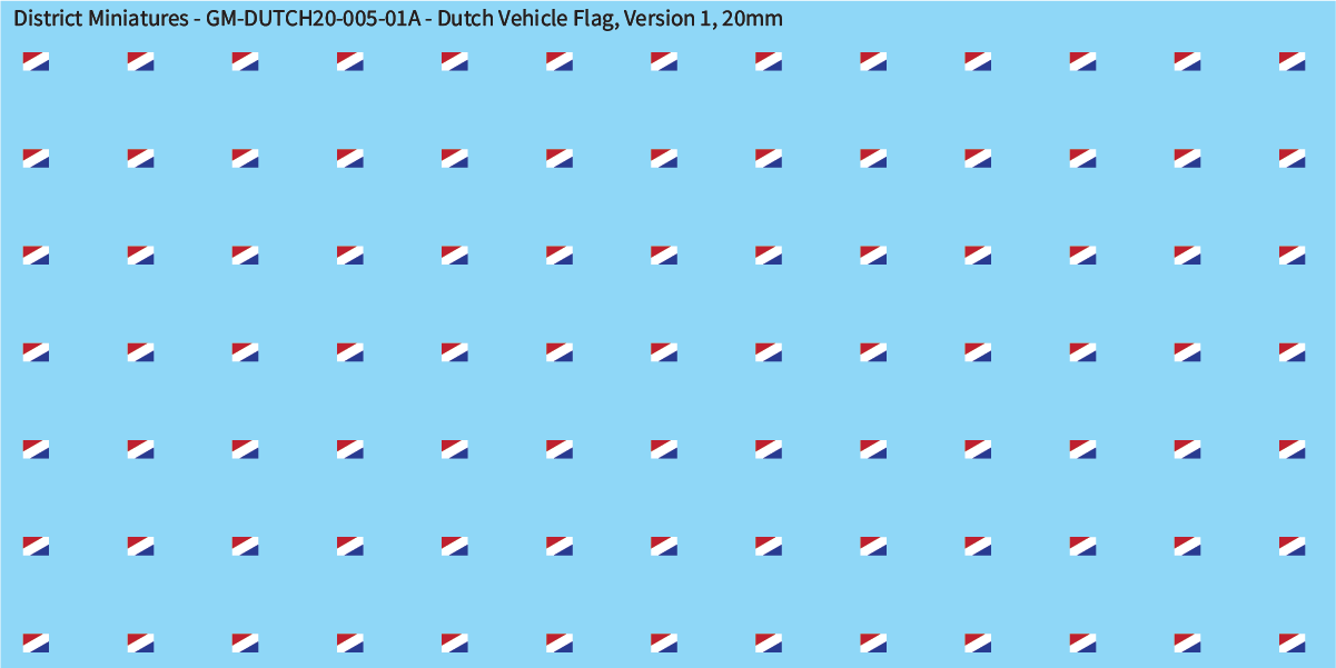 WW2 Dutch - Dutch Vehicle Flag, Version 1, 20mm