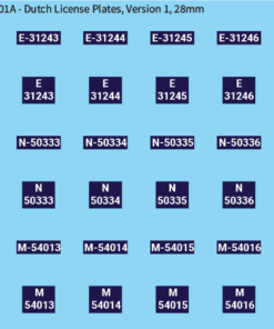 WW2 Dutch - Dutch License Plates, Version 1, 28mm