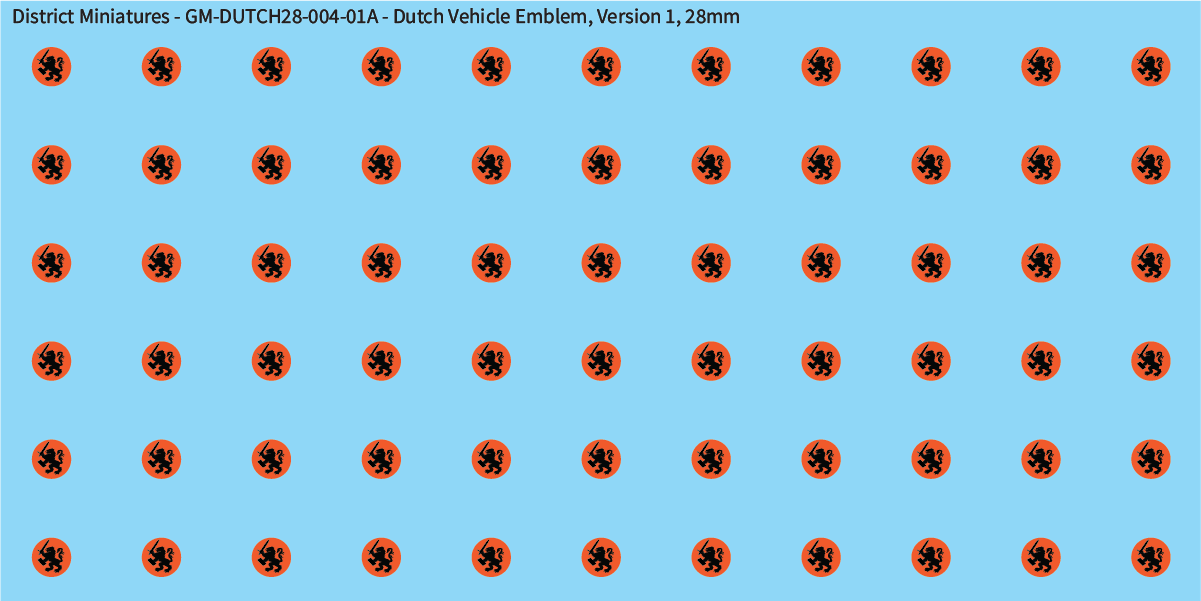 WW2 Dutch - Dutch Vehicle Emblem, Version 1, 28mm