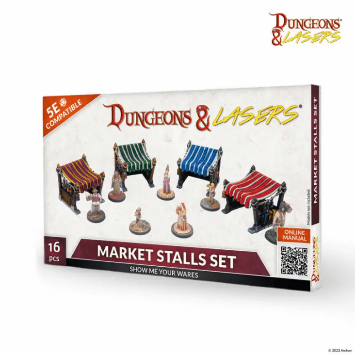 Market Stalls Set, Dungeons and Lasers, Unpainted, Archon Studio