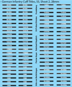 WW2 German - German Infantry Cuff Titles (Multiple Options), 28mm SS (Sheet 2)