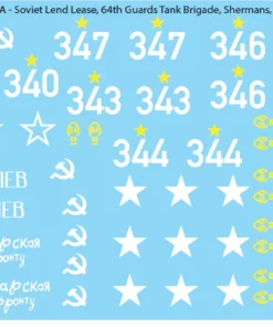 Soviet Lend Lease 64th Guards Tank Brigade - Sherman, 28mm Decals