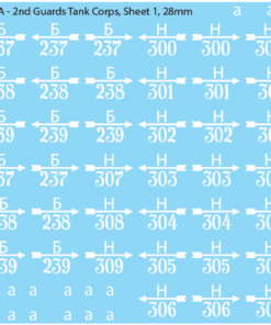 2nd Guards Tank Corps Sheet 1, 28mm Decals