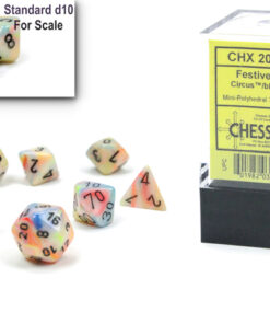 Festive Mini-hedral Circus/black 7-Dice set