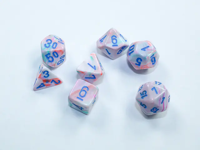 Festive Mini-hedral Pop Art/blue 7-Dice set