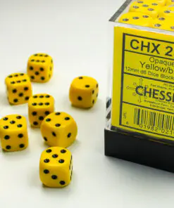 Opaque Yellow/black 12mm d6 Dice Block (36 dice)