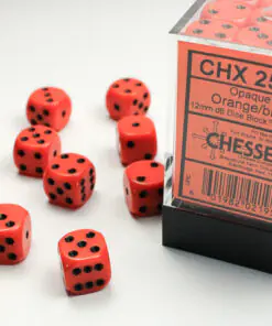 Opaque Orange/black 12mm d6 Dice Block (36 dice)