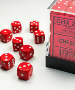 Opaque Red/white 12mm d6 Dice Block (36 dice)