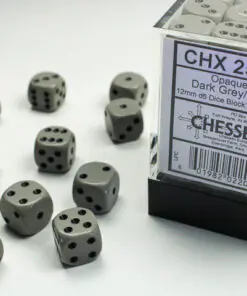 Opaque Dark Grey/black 12mm d6 Dice Block (36 dice)