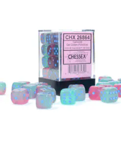 Gemini Gel Green-Pink/blue Luminary 12mm d6 Dice Block (36 dice)