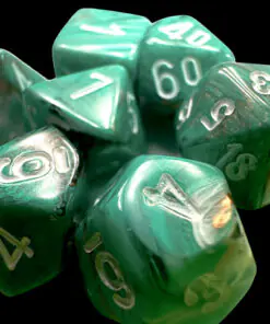 Alternative view of Marble Mini-hedral Oxi-Copper/white 7-Dice Set