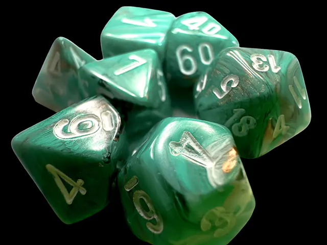 Marble Mini-hedral Oxi-Copper/white 7-Dice Set - Image 2