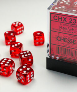 Translucent Red/white 12mm d6 Dice Block (36 dice)