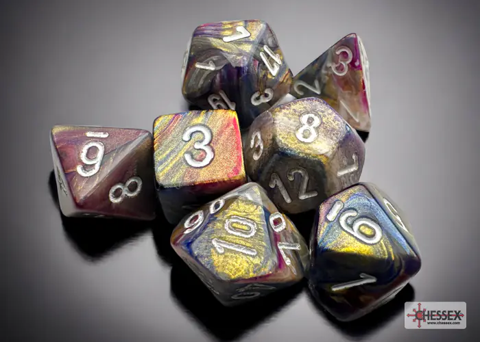 Festive Mini-hedral Carousel/white 7-Dice Set