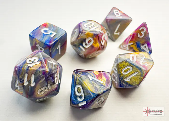 Festive Mini-hedral Carousel/white 7-Dice Set - Image 3