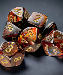Scarab Mini-hedral Blue Blood/gold 7-Dice Set