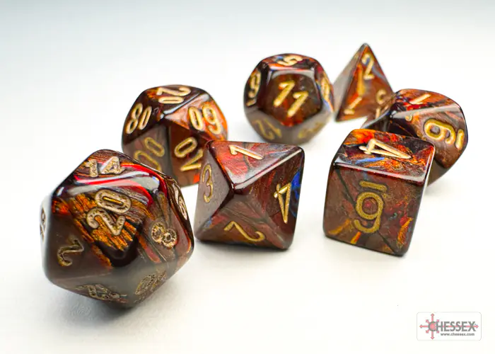 Scarab Mini-hedral Blue Blood/gold 7-Dice Set - Image 3