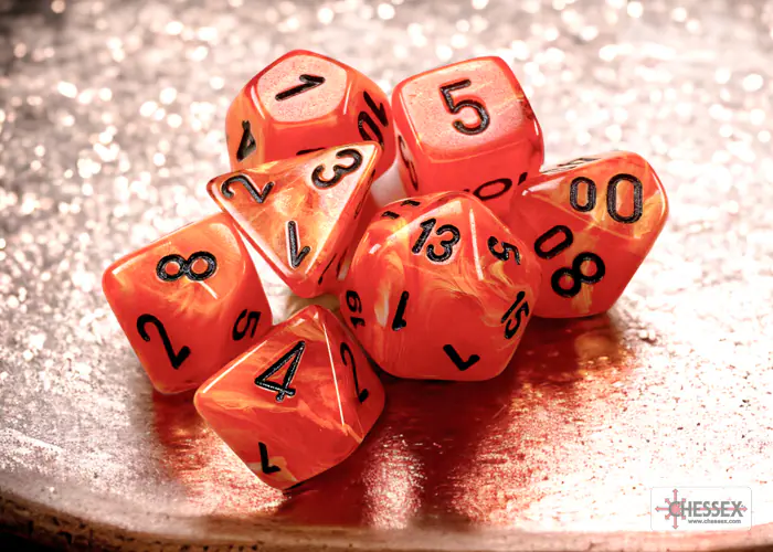 Vortex Mini-hedral Orange/black 7-Dice Set