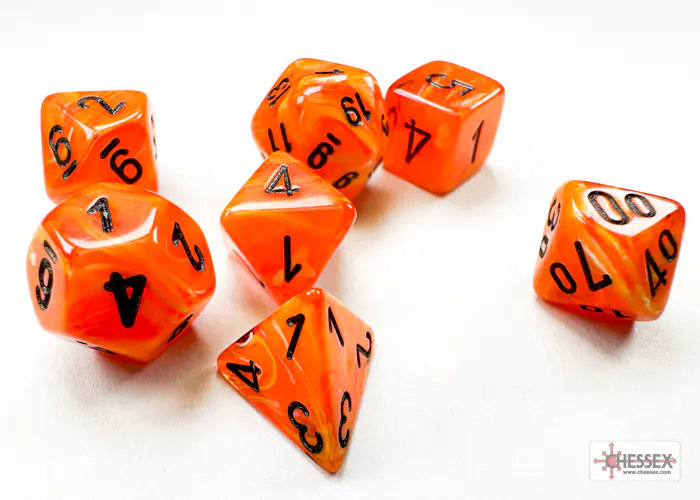 Vortex Mini-hedral Orange/black 7-Dice Set - Image 2