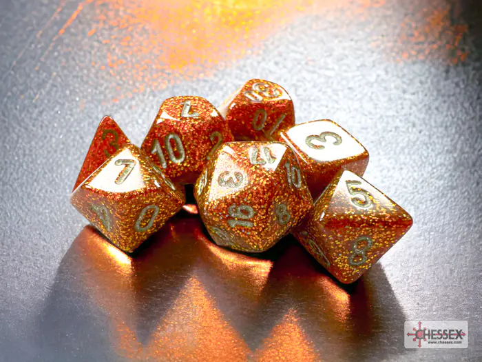 Glitter Mini-hedral Gold/silver 7-Dice Set