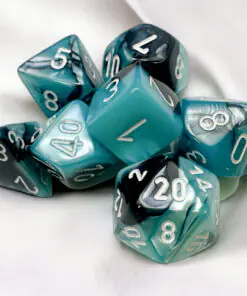 Alternative view of Gemini Black-Shell/white Polyhedral 7-Dice Set