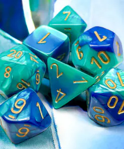 Alternative view of Gemini Blue-Teal/gold Polyhedral 7-Dice Set