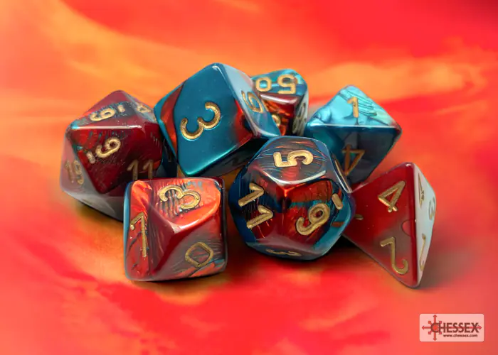 Gemini Red-Teal/gold Polyhedral 7-Dice Set - Image 2