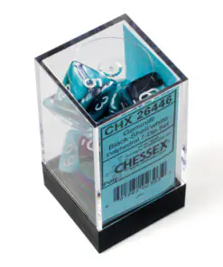 Gemini Black-Shell/white Polyhedral 7-Dice Set