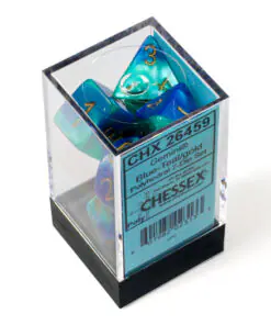 Gemini Blue-Teal/gold Polyhedral 7-Dice Set