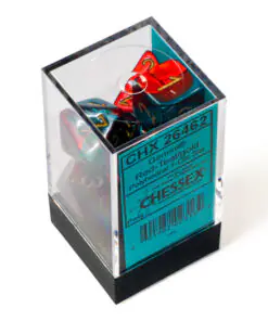 Gemini Red-Teal/gold Polyhedral 7-Dice Set