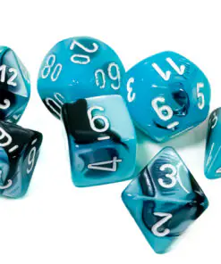 Gemini Black-Shell/white Polyhedral 7-Dice Set - Image 3