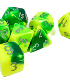 Gemini Green-Yellow/silver Polyhedral 7-Dice Set - Image 3