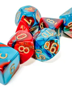Gemini Red-Teal/gold Polyhedral 7-Dice Set - Image 3