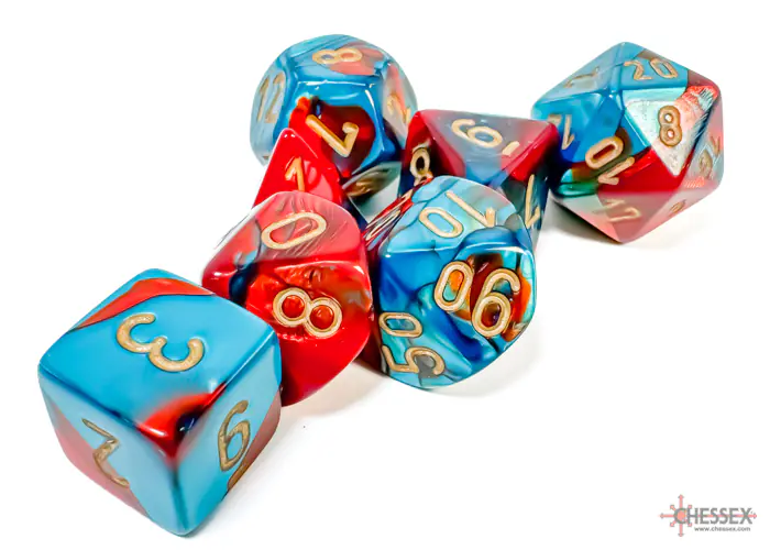 Gemini Red-Teal/gold Polyhedral 7-Dice Set - Image 3