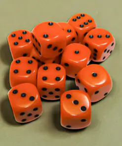 Alternative view of Opaque Orange/black 16mm d6 Dice Block (12 dice)