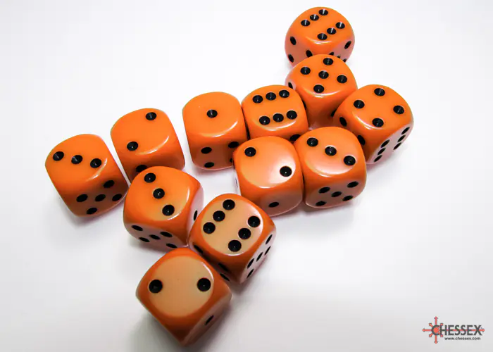 Opaque Orange/black 16mm d6 Dice Block (12 dice) - Image 3