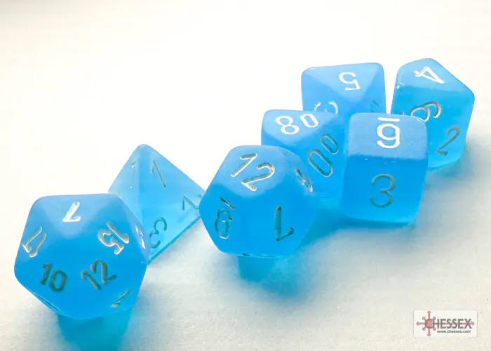 Frosted Mini-hedral Caribbean Blue/white 7-Die Set - Image 2