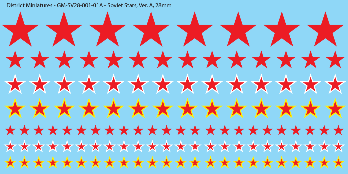 WWII Soviet Stars, 28mm Decals Solid