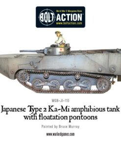 Alternative view of Japanese Type 2 Ka-Mi amphibious tank with floatation pontoons