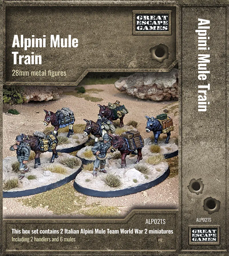 Alpini Mule Train (Great Escape Games) - 6 mules, 2 drivers (ALP021/GRK111)