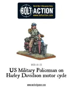 US Military Policeman on Harley Davidson motor cycle