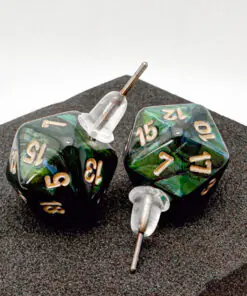 Stud Earrings Scarab Jade Mini-Poly d20 Pair - Image 2