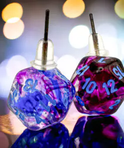 Stud Earrings Nebula Nocturnal Mini-Poly d20 Pair