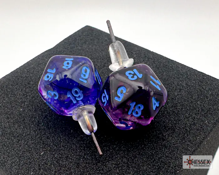 Stud Earrings Nebula Nocturnal Mini-Poly d20 Pair - Image 2